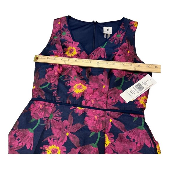 Julia Jordan Dress Women 2 Blue Multi Floral Jacquard A Line Sleeveless Cocktail - Picture 7 of 10